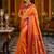 orange kanjivaram silk blend woven work traditional saree