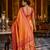 orange kanjivaram silk blend woven work traditional saree