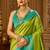 parrot green kanjivaram silk blend woven work traditional saree