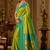 parrot green kanjivaram silk blend woven work traditional saree
