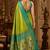 parrot green kanjivaram silk blend woven work traditional saree