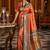peach kanjivaram silk blend woven work traditional saree