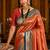 peach kanjivaram silk blend woven work traditional saree
