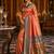 peach kanjivaram silk blend woven work traditional saree