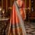 peach kanjivaram silk blend woven work traditional saree