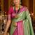 green kanjivaram silk blend woven work traditional saree