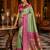 green kanjivaram silk blend woven work traditional saree