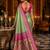 green kanjivaram silk blend woven work traditional saree