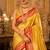 golden yellow kanjivaram silk blend woven work traditional saree