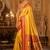 golden yellow kanjivaram silk blend woven work traditional saree