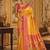 yellow kanjivaram silk blend woven work traditional saree