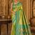 parrot green kanjivaram silk blend woven work traditional saree