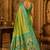 parrot green kanjivaram silk blend woven work traditional saree