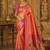orange kanjivaram silk blend woven work traditional saree