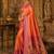 orange kanjivaram silk blend woven work traditional saree