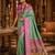 green kanjivaram silk blend woven work traditional saree