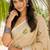 cream linen woven work traditional saree
