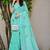 aqua blue linen woven work traditional saree