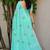 aqua blue linen woven work traditional saree