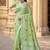 olive green linen woven work traditional saree