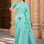 aqua blue linen woven work traditional saree