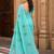 aqua blue linen woven work traditional saree