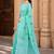 aqua blue linen woven work traditional saree