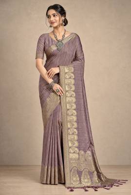 brown assam silk blend woven work traditional saree 1