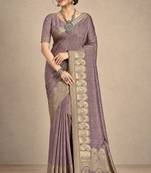 brown assam silk blend woven work traditional saree