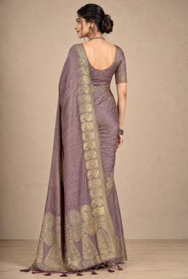 brown assam silk blend woven work traditional saree 2