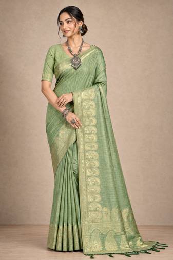 light green assam silk blend woven work traditional saree