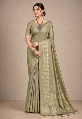 beige assam silk blend woven work traditional saree 1