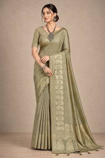 beige assam silk blend woven work traditional saree