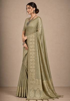 beige assam silk blend woven work traditional saree 3
