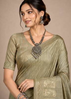 beige assam silk blend woven work traditional saree 4