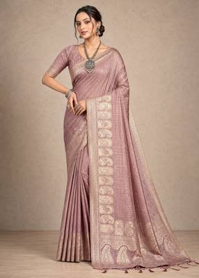 mauve assam silk blend woven work traditional saree 1