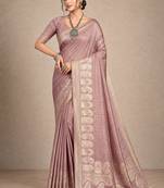 mauve assam silk blend woven work traditional saree
