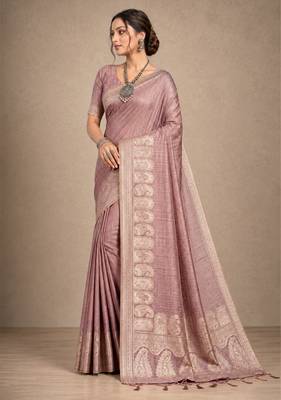 mauve assam silk blend woven work traditional saree 3