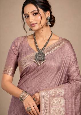 mauve assam silk blend woven work traditional saree 4