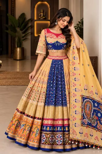 Light Yellow Navratri Lehenga Choli With Dupatta