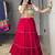 RED RAYON PARTY WEAR EMBROIDERY NAVRATRI LEHENGA CHOLI FREE SIZE SUPPORTED UP TO 44''