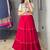 RED RAYON PARTY WEAR EMBROIDERY NAVRATRI LEHENGA CHOLI FREE SIZE SUPPORTED UP TO 44''