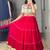RED RAYON PARTY WEAR EMBROIDERY NAVRATRI LEHENGA CHOLI FREE SIZE SUPPORTED UP TO 44''