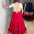 RED RAYON PARTY WEAR EMBROIDERY NAVRATRI LEHENGA CHOLI FREE SIZE SUPPORTED UP TO 44''