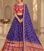Purple Mirror Navratri Lehenga Choli With Dupatta