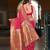 Baby pink patola Silk Blend saree with woven zari border & tassels
