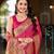 Baby pink patola Silk Blend saree with woven zari border & tassels
