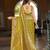 Olive green patola Silk Blend saree with woven zari border tassels