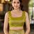 Olive green patola Silk Blend saree with woven zari border tassels