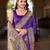 Purple patola Silk Blend saree with woven zari border & tassels